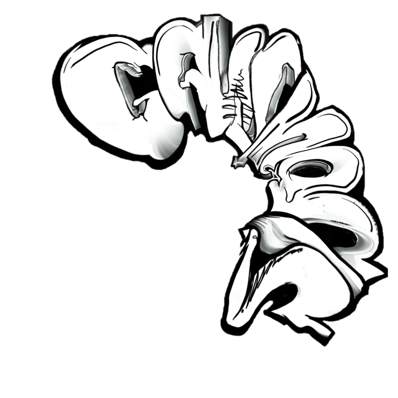 Causmosis Logo graffiti style curved like a crescent moon facing left